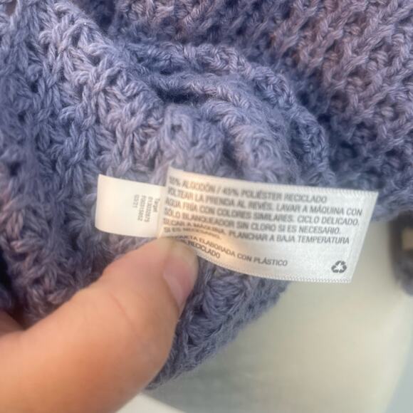 Universal Thread Women's M Purple Crochet Sweater Top Short Sleeves Ruffle Neck - Picture 7 of 11